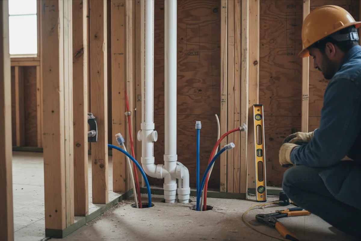 Drain and supply rough-in during Sump Pump Repair in Rio Linda